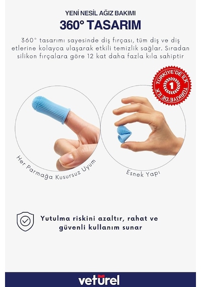 Köpek Diş Fırçası, Parmak Silikon, Ağız Kokusu Plak Tartar, 3'lü Set, Pembe