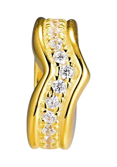 Nur Silver Gold Renk İnce Taşlı Gümüş Charm Nur-bl01013
