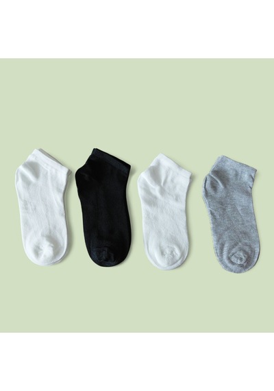 Heren Socks Heren Desensiz 4'lü Dikişsiz Kadın Patik Beyaz-beyaz-gri-siyah