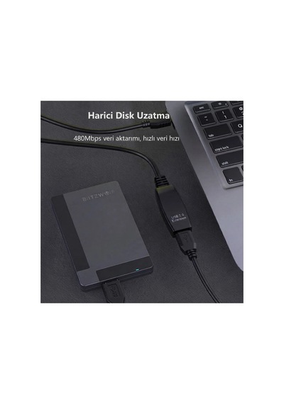 10 Metre Usb 2.0 Sinyal Güçlendirici Çipli Profesyonel Uzatma Kablosu