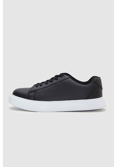 D's Damat 0EC09ORT0378 Kalın Beyaz Tabanlı Bağcıklı Erkek Sneaker Ayakkabı - Siyah