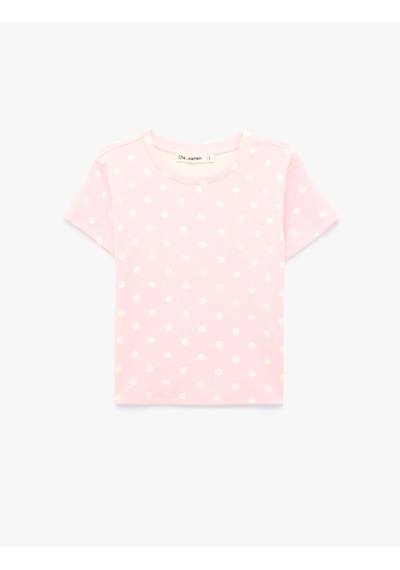Koton Pamuklu Slim Fit Bisiklet Yaka Puantiyeli Kısa Kollu Tişört Pembe Desenli 6sal10902ık Koton Pamuklu Slim Fit Bisiklet Yaka Puantiyeli Kısa Kollu Tişört Pembe Desenli 6sal10902ık