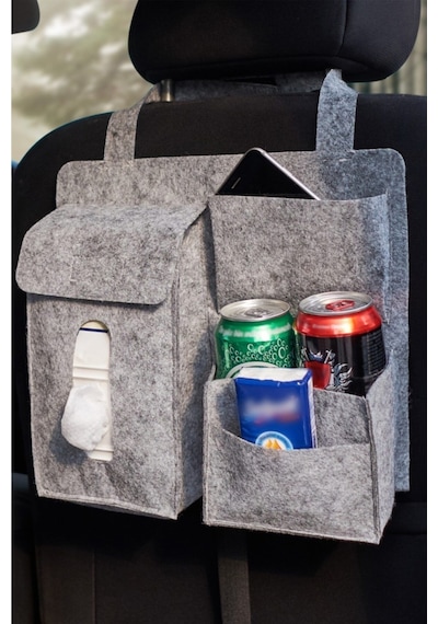 Araç Içi Koltuk Arkası Ergonomik Boy Keçe Organizer,peçete,telefon Ve Bardaklık