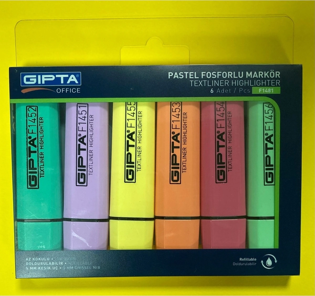 Pastel Renkler Fosforlu Işaretleme Kalemi 6 Renk Set Karışık 6 Renk