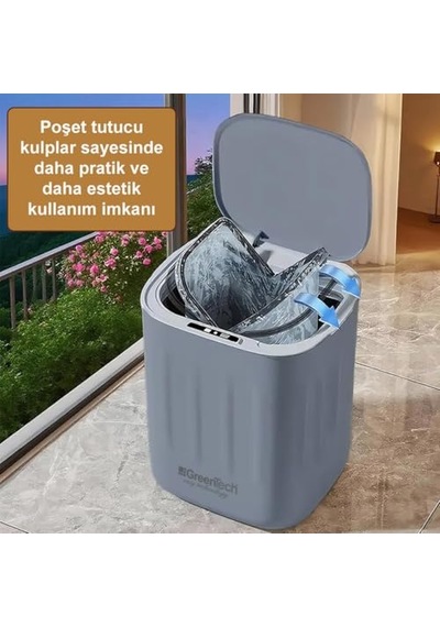 Greentech Sensörlü 28 Litre Çöp Kovası Şarj Edilebilir Lityum Pilli / Gt-sc07s Çok Renkli