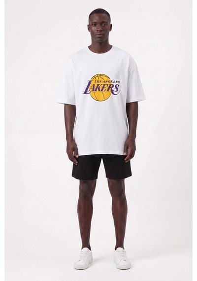 Usa Günlük Spor Tişört L.a. Lakers Beyaz Oversize 142355 SİYAH