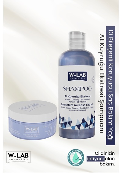 W-Lab Cosmetics At Kuyruğu Eki Şampuanı 400 Ml + Saç Bakım Yağı 250 Ml