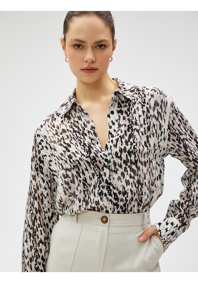 Koton Animal Desenli Gömlek Leopar Desenli 3sak60153pw 3SAK60153PWLD1 Çok Renkli