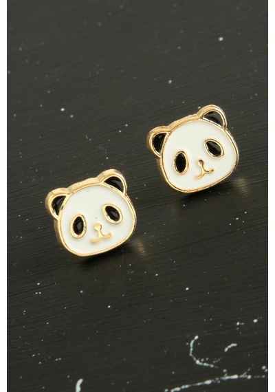 Zenviac456 Panda Mineli Minik Küpe Zenviac45678 Beyaz