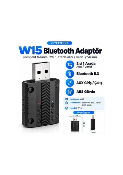 W15 Bluetooth 5.3 Usb Ses Adaptörü Tx/rx