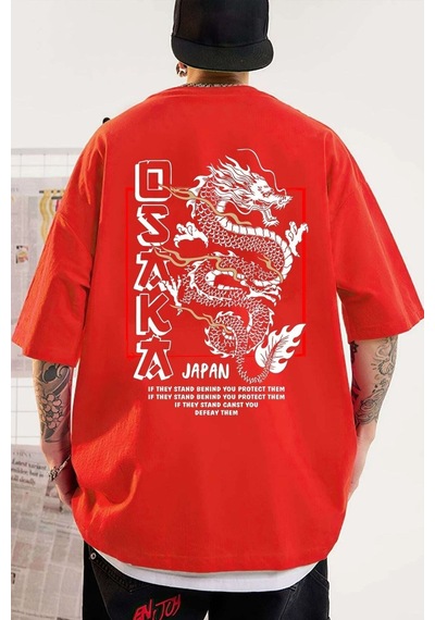 Flood Of Style Unisex Osaka Baskılı T-shirt Kırmızı
