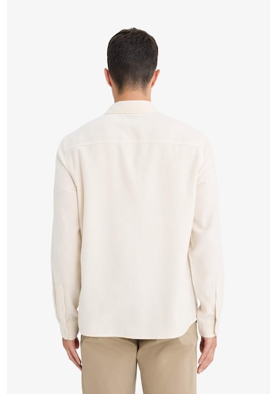 Defacto Regular Fit Polo Yaka Pamuklu Uzun Kollu Gömlek E8181ax25auer140 Ekru-er140