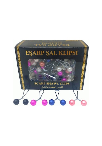 Renkli 100 Parça Eşarp Başörtü - Şal Klipsi