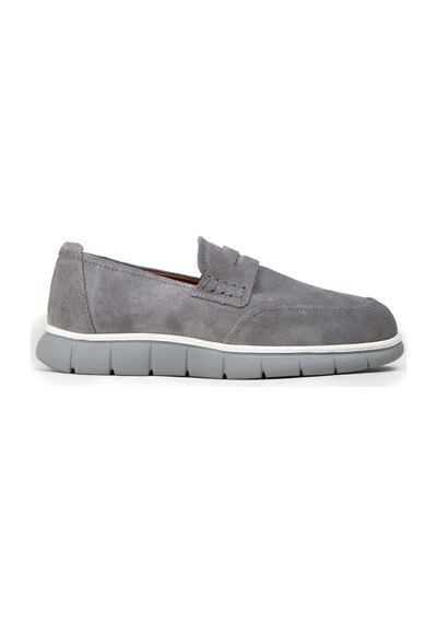 Deery Erkek Gri Hakiki Süet Loafer Ayakkabı - 02045mgrıe01