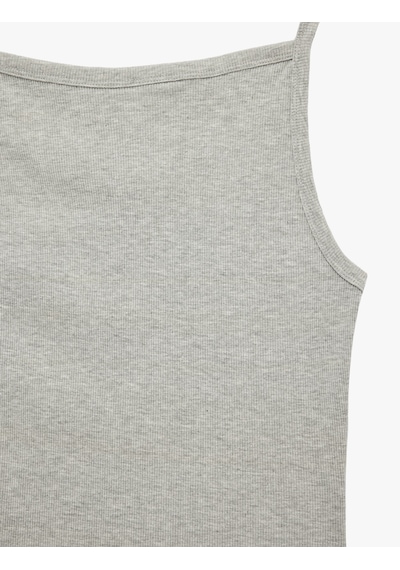 Koton Slim Fit Kolsuz Kayık Yaka Atlet Kar Melanj 6sal30118ık Gri Melanj