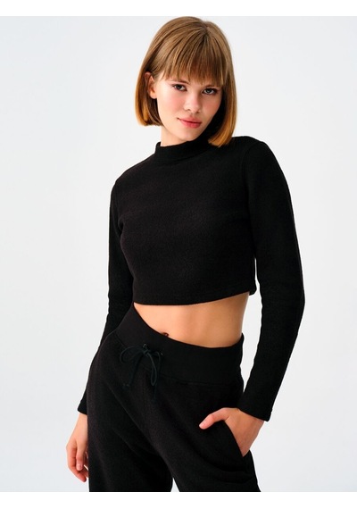 LOFT Crop Kadın Bluz U.kol Lf2038227 Q1.v1 Siyah