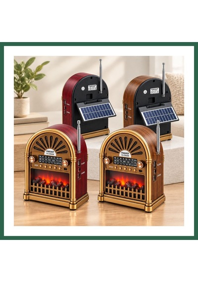 Bezos Solar Şarjlı Retro Bluetooth Radyo Hoparlör - Am/fm/sw, Usb/type-c Bzs01
