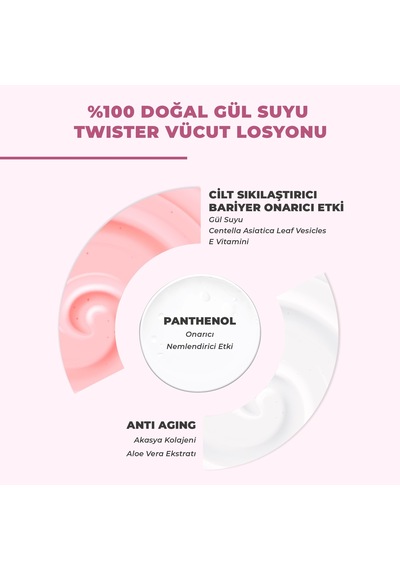 Dermokil %100 Doğal Gül Suyu Canlandırıcı Yoğun Nemlendirici Twister Vücut Losyonu 200 Ml