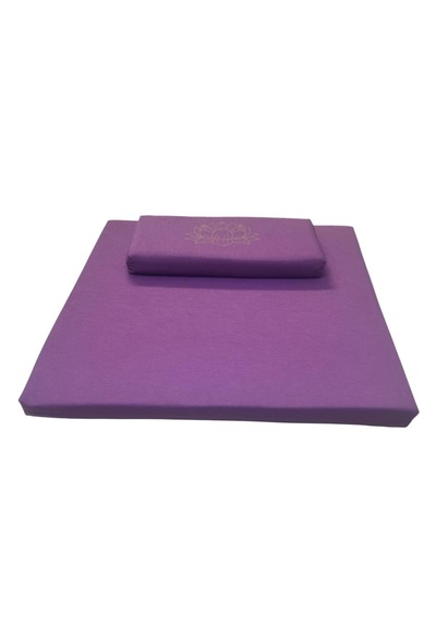 60x60 Meditasyon Minderi Seti İkili Yoga Meditasyon Minderi Lotus Çiçeği Baskılı Meditasyon Minderi Mor