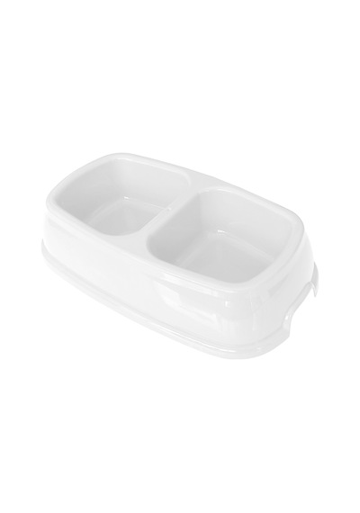 İkili Plastik Mama Ve Su Kabı 500 + 500 Ml Beyaz