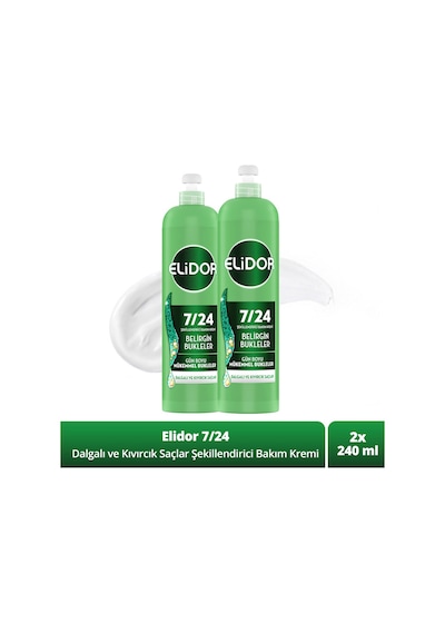 Elidor 7/24 Şekillendirici Bakım Kremi Belirgin Bukleler 240 Ml X2