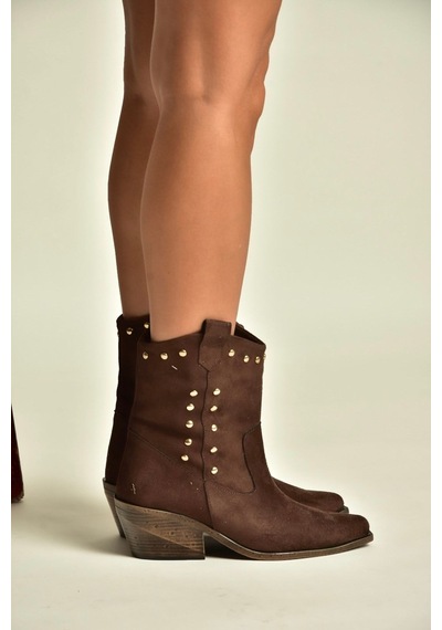 Fox Shoes Z920477302 Kahverengi Süet Kalın Topuklu Kovboy Model Kadın Bot