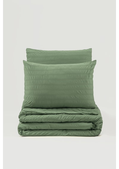 Cotton Box Crepe Penye Çift Kişilik Lastikli Çarşaflı Nevresim Takımı Yeşil