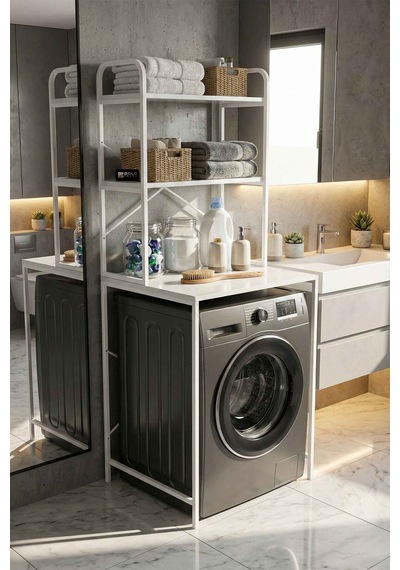 Çamaşır Makinesi Üstü Raf Beyaz 70 Cm Çok Renkli
