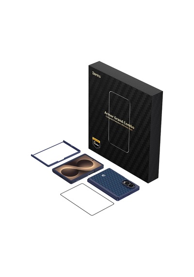 Galaxy Z Fold 8 Benks Armorpro Armorgrid Grand Combo Üçlü Aksesuar Seti Karbon Kapak + Film Mavi