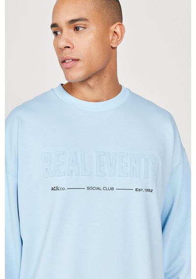 AC&Co / Altınyıldız Classics Erkek Mavı Oversize Bol Kesim Bisiklet Yaka Pamuklu Sweatshirt Mavi AC&Co / Altınyıldız Classics Erkek Mavı Oversize Bol Kesim Bisiklet Yaka Pamuklu Sweatshirt Mavi