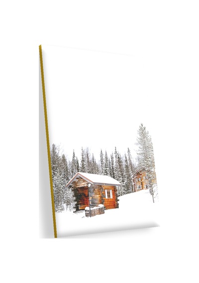 Cakasepetim Karlar İçindeki Ağaçlar Ve Orman Kulübesi Ahşap Mdf Tablo