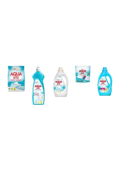 Aquabor Doğal Mineralli 4 Kg Beyaz + Elde Bulaşık + Sıvı Beyaz + Tablet + Sıvı Renkliler 5 Li Set