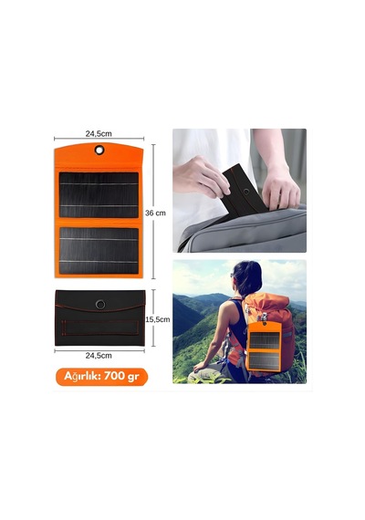 10w Çift Güneş Panelli 10000mah Solar Powerbank Led Fenerli, Kamp Yürüyüş Dağcılık Motor Ve Acil Durumlar İç