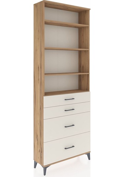 Arges Dolap 4 Raflı 4 Çekmeceli 88x30x243 Çam-aytaşı Atlas Çam