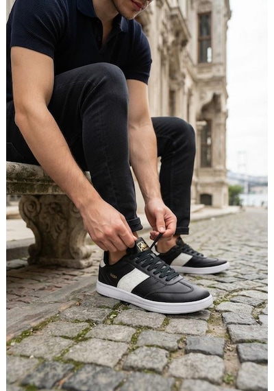 Kappa Kp-1077m Rahat Kauçuk Taban Sneaker Erkek Ayakkabı SİYAH-BEYAZ