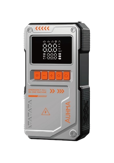Auhma A8822 Jump Starter / Akü Takviye Cihazı 4'ü 1 Arada Powerbank, Hava Kompresörü,10.000mah 150psı Gri
