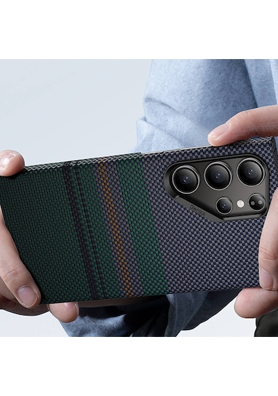 Galaxy S24 Ultra Uyumlu Kılıf Magsafe Şarj Özellikli Karbon Fiber Benks Aurora Armorair Kevlar Kapak