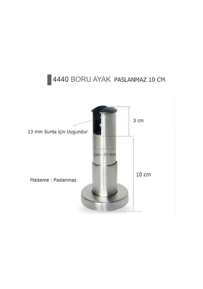 Eymenyapimarket Islak Hacim Kompakt Kabin Paslanmaz Bingolu Boru Ayak 10 Cm