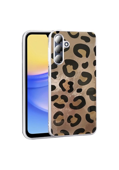 Galaxy Uyumlu A16 Kılıf Desenli Zore Mep Kapak Gold Leopar