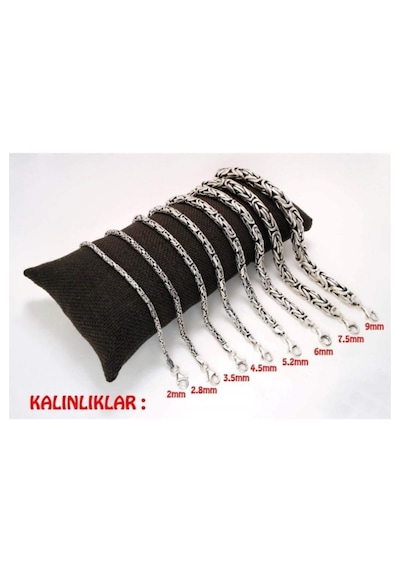 Gümüş Bileklik - 4.5 Mm Yuvarlak Kral Model Erkek Bileklik