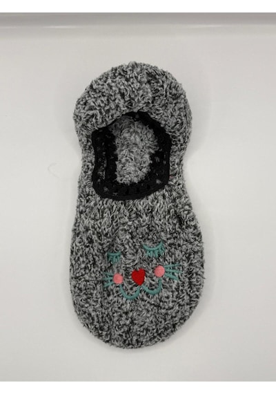Ozzy Socks Kadın Gri Kedi Desenli Uyku Patik Çorap 3'lü Paket Gri