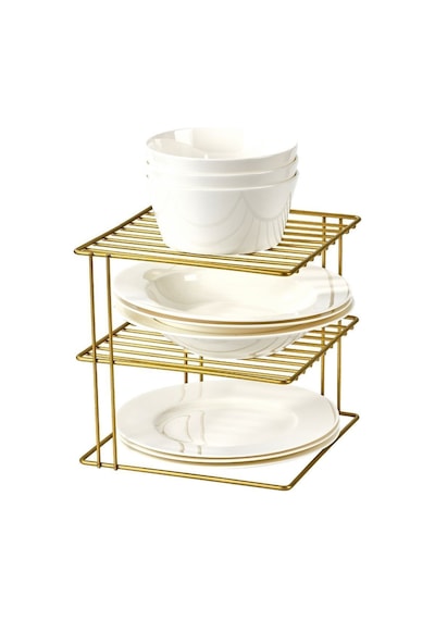 Edora Home 3 Katlı Dolap İçi Düzenleyici Çok Amaçlı Gold Raf - Metal Paslanmaz