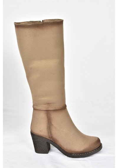 Fox Shoes Vizon Kalın Topuklu Günlük Kadın Çizme C674250302 Vizon