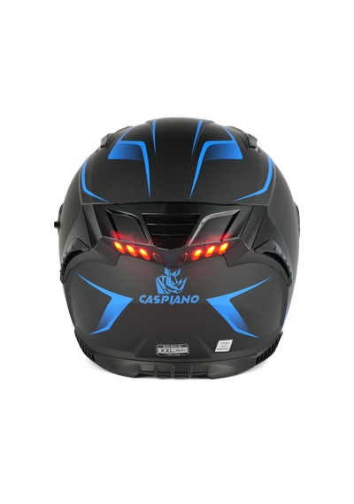 Caspiano Homer Full-face Led Işıklı Matt Black / Blue Motosiklet Kaskı Ece-r 22.06 Sertifikalı Mavi