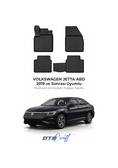 Otocraft Volkswagen Jetta Abd 2019+ Araca Özel 4d Karbon Oto Paspas Havuzlu Tam Set