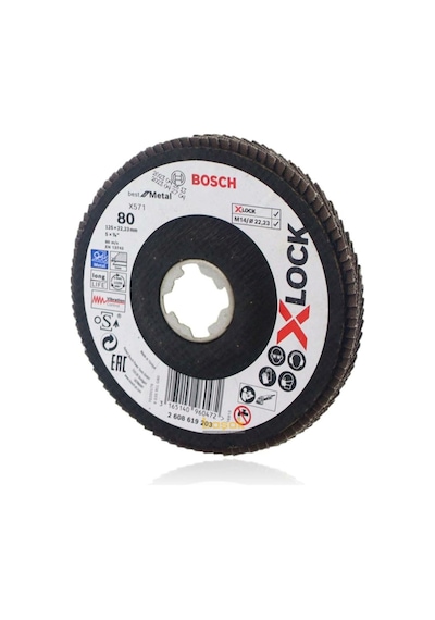 Bosch X-Lock 125 mm 80 Kum Best Serisi Bombeli Fiber Tabanlı Metal Flap Zımpara Diski -2608619203