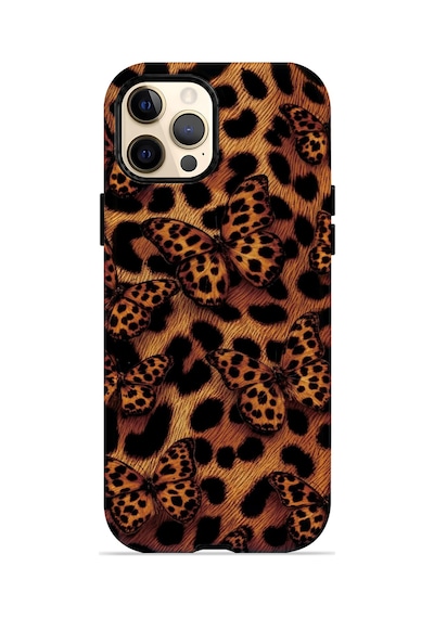Velvoria Valestra Kelebekli Leopar Apple iPhone Uyumlu 12 Pro Max Darbe Korumalı Kılıf Valestra Select - Kelebekli Leopar