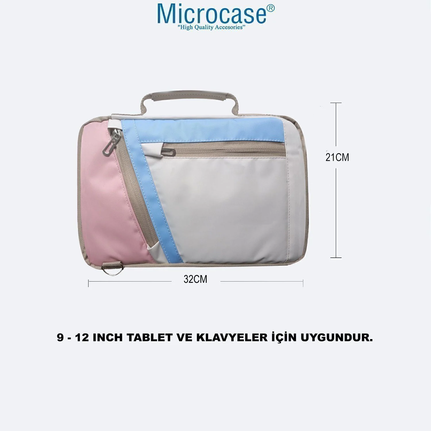 Microcase Huawei Matepad 11.5 2026 İle Uyumlu Omuz Askılı El Tutacaklı Universal Sleeve Taşıma Çantası Al4346 Pembe Mavi Krem Çanta