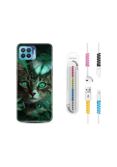 Oppo Reno 4 Lite Kılıf Kablo Koruyuculu Blue Butterflys 1350