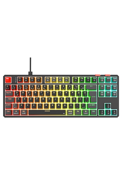Rampage Yoru Tkl Siyah/gri Type-c Bağlantılı Outemu Red Swich Q Mekanik Gaming Oyuncu Klavye Rgb